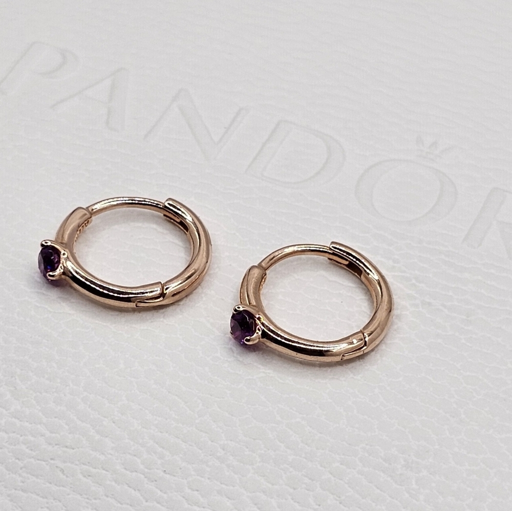 🎁 Authentic Pandora ROSE HOOP EARRINGS - Picture 3 of 9